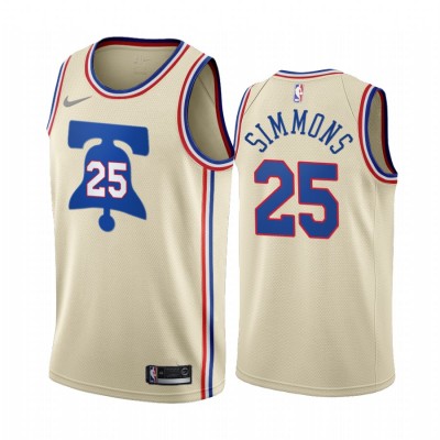 Philadelphia 76ers #25 Ben Simmons Cream Youth NBA Swingman 2020-21 Earned Edition Jersey